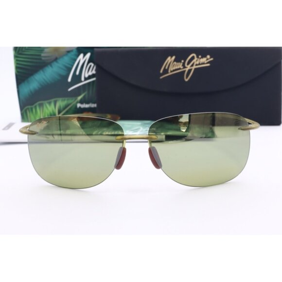 Maui Jim Hikina MJ 445-15M Matte Gold Wrap Sunglasses Olive Green polarized Lens main image 5